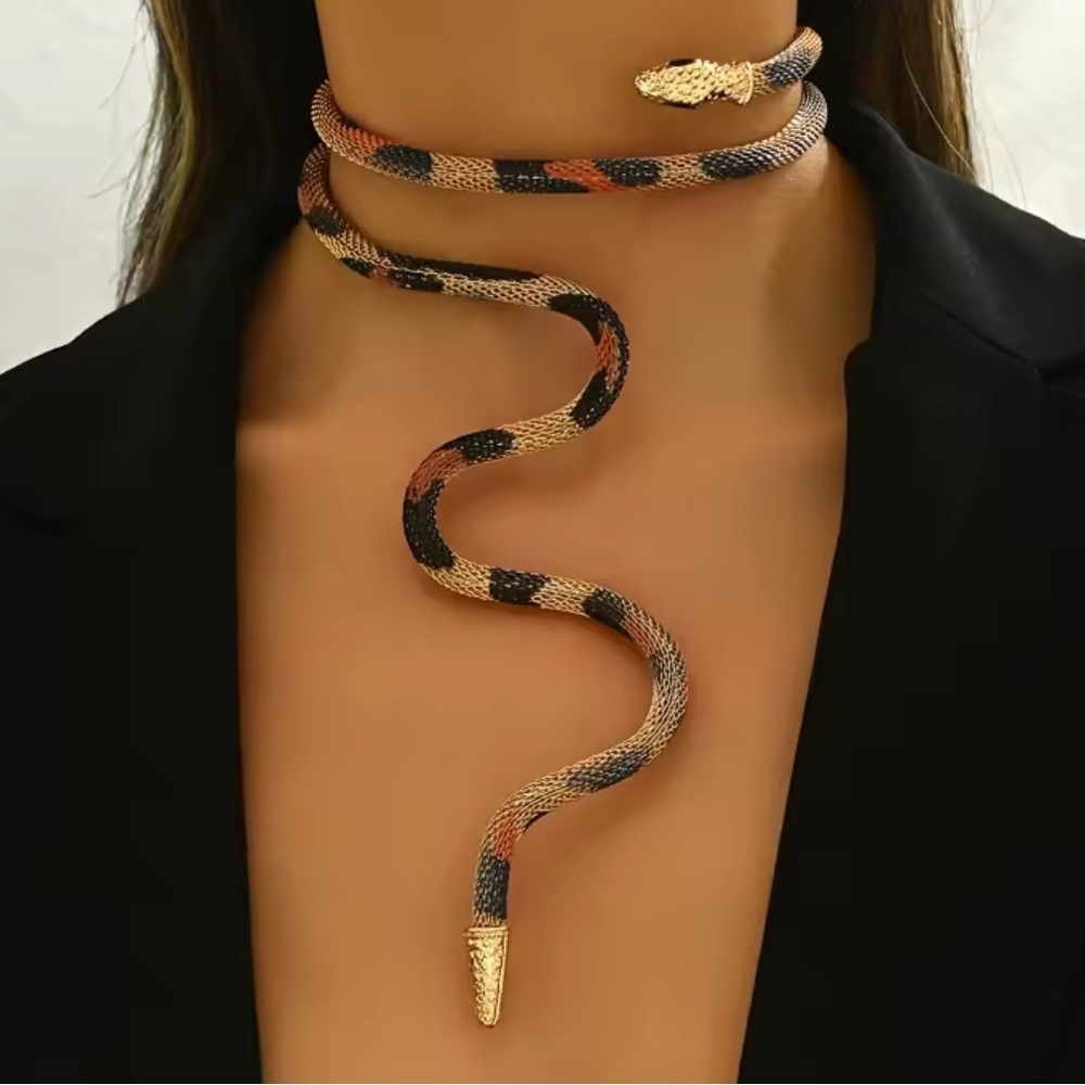 Serpentine Snake Design Wrap Necklace serpent multi